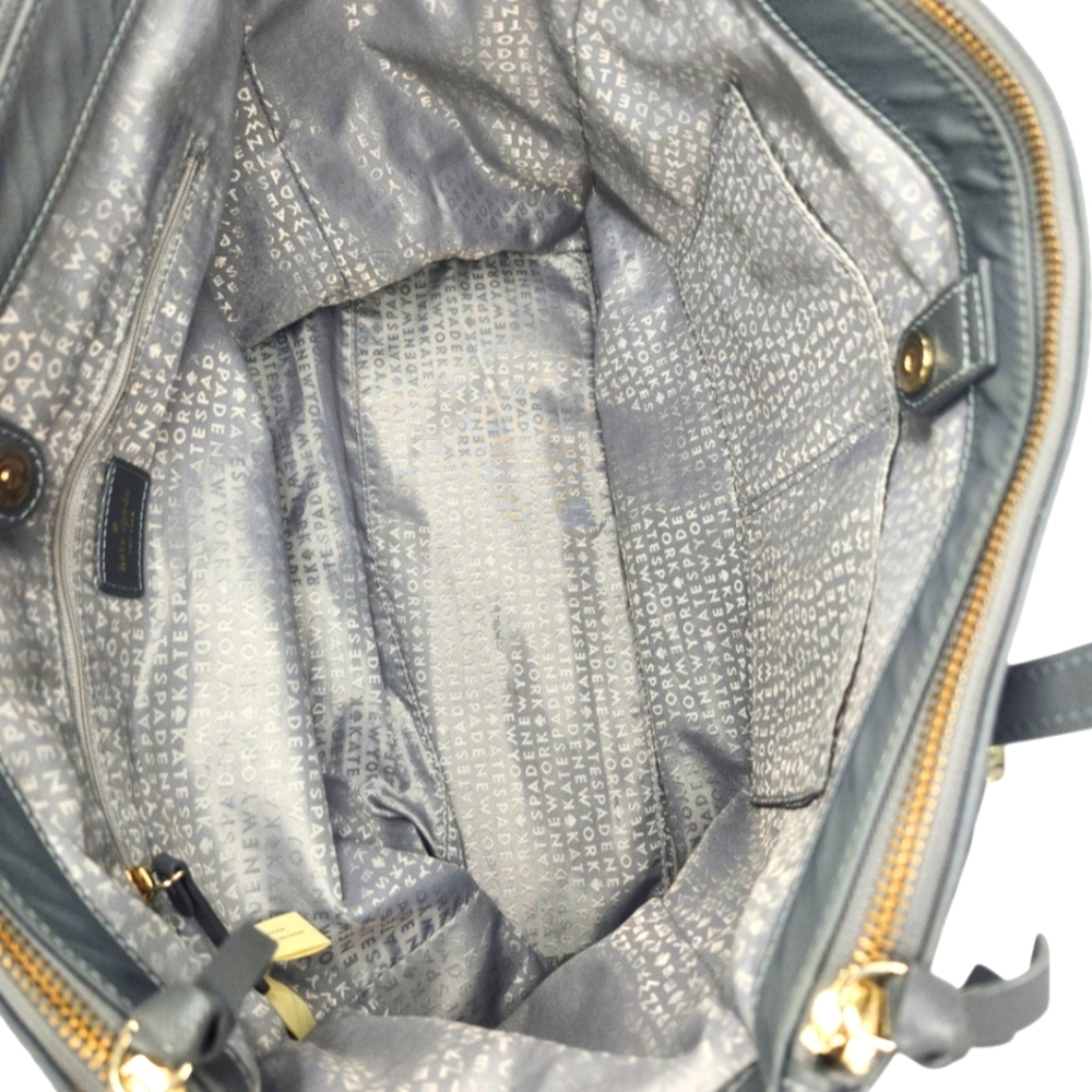 Kate Spade Wilson Road Talya Grey Nylon Dual Leather Handles Large Tote Bag - Picture 7 of 15